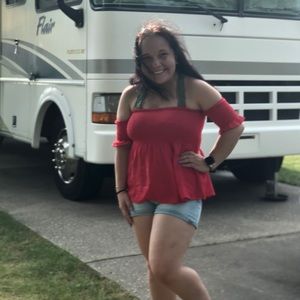 Stretchy red off the shoulder crop top